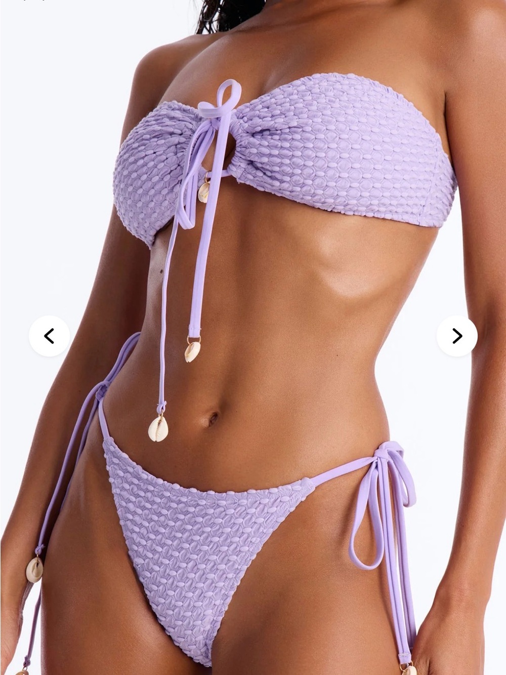 Fashion Nova Lavender Textured Bandeau Bikini Set